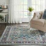 Nourison tapis Ankara Global ANR14 TEAL MULTI 5X8 099446498441 interior 1 C