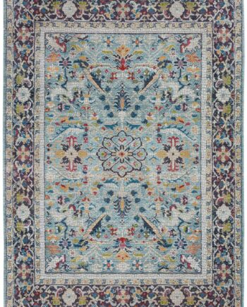 Nourison tapis Ankara Global ANR14 TEAL MULTI 5x8 099446498441 flat C