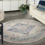 Nourison tapis Vintage Kashan VKA07 IVBLU IVORY BLUE 6xRND 099446812100 interior 1